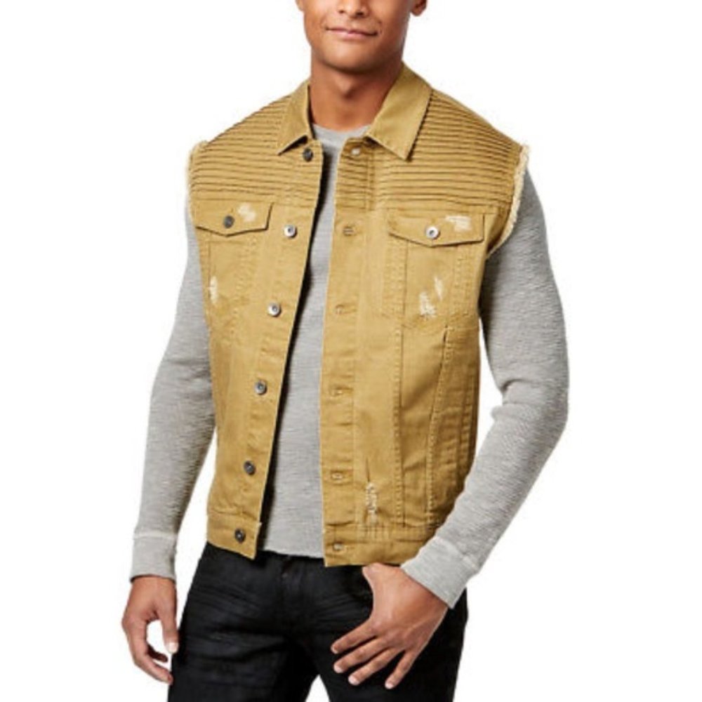 LRG Payola Pintucked Denim Vest men small. new with tags